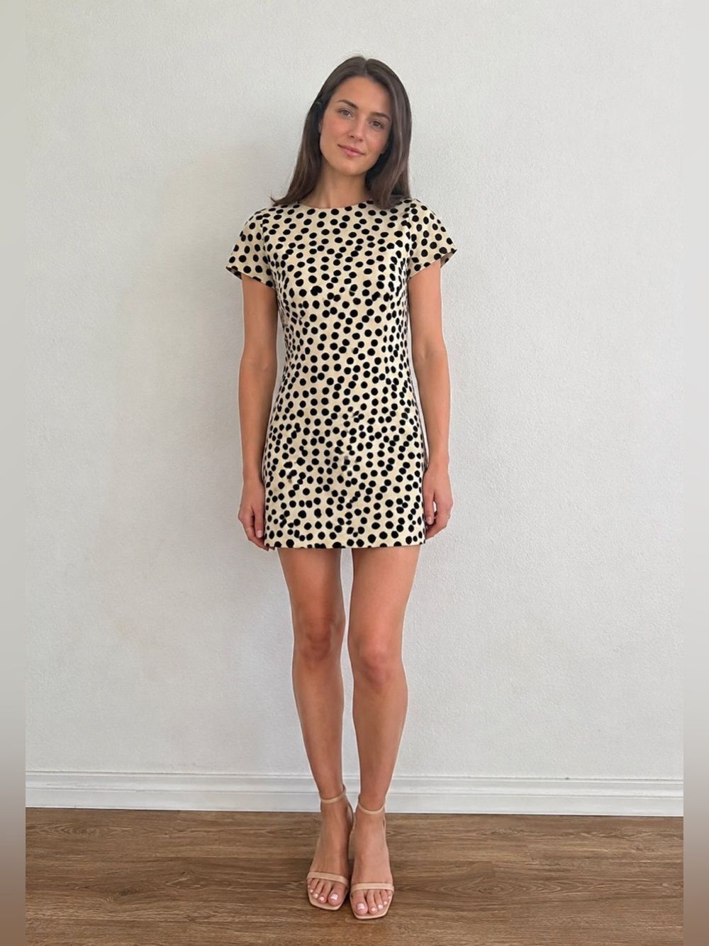 J. Crew Dress Black & Cream Classic Polka Dot Sheath Dress Size 6 Cotton Blend